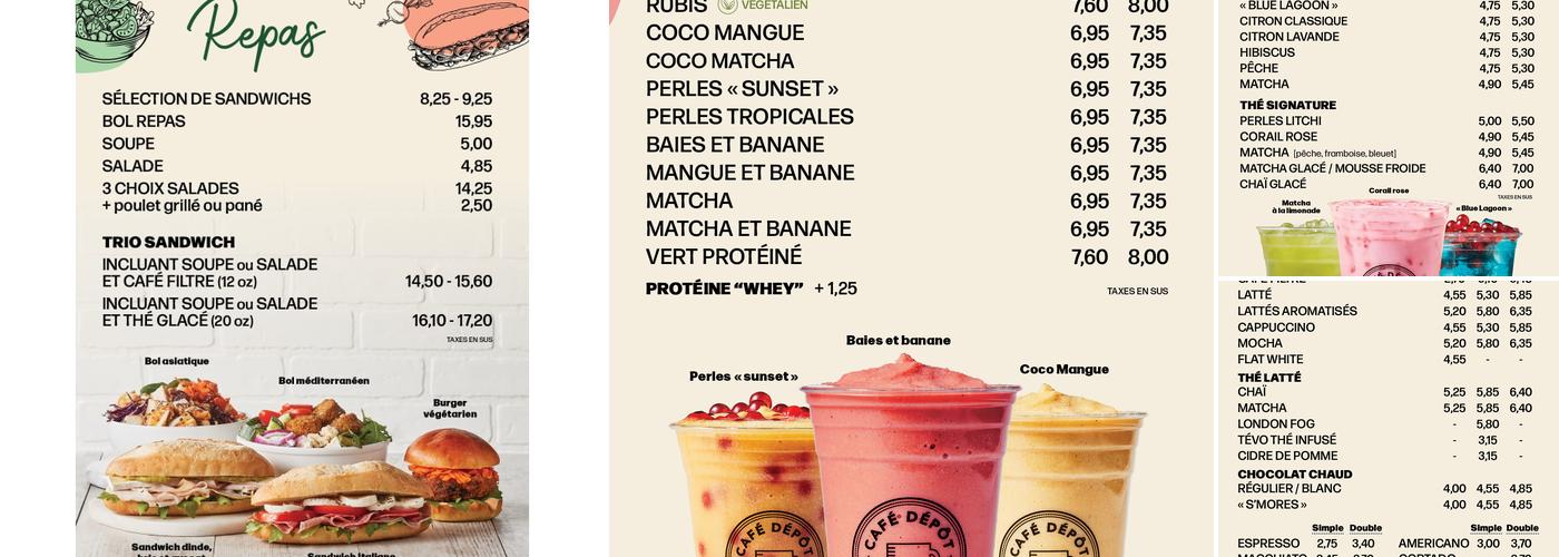 Café Dépôt Tour C.G.I Menu