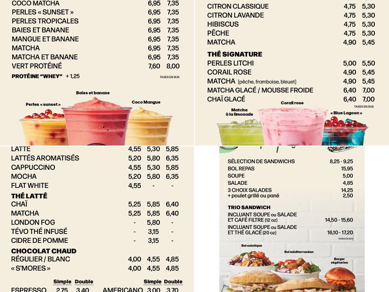 Café Dépôt Tour C.G.I Menu