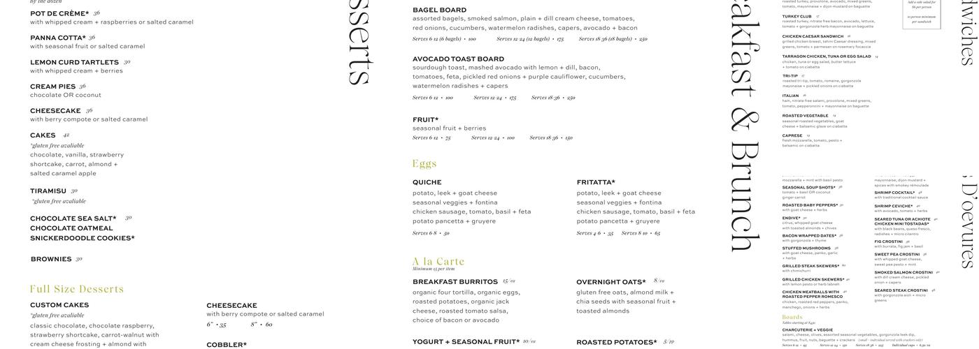 Summer’s Table Menu