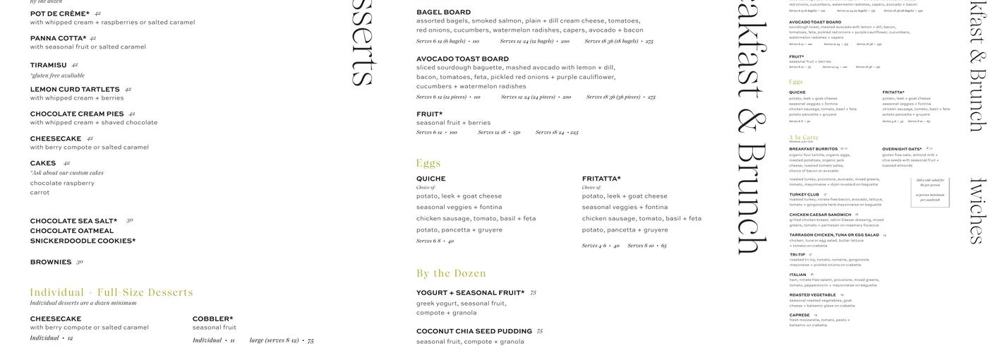 Summer’s Table Menu