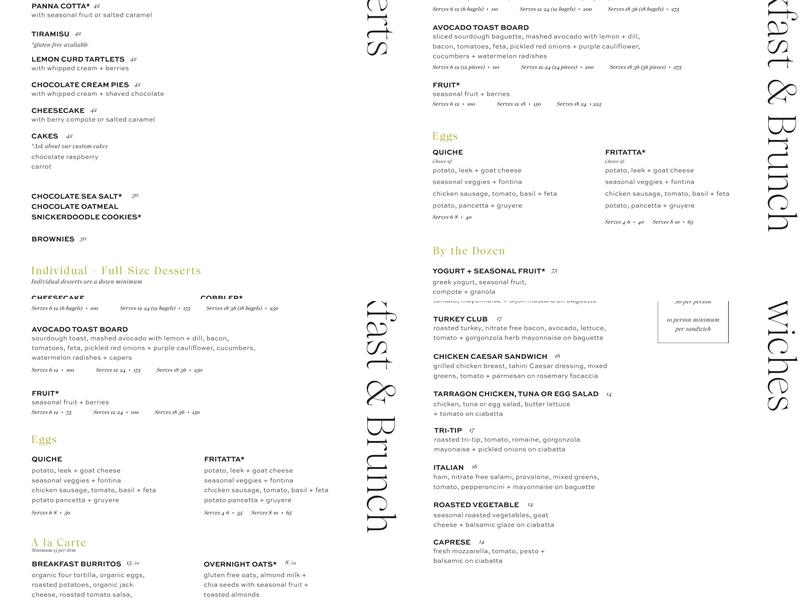 Summer’s Table Menu