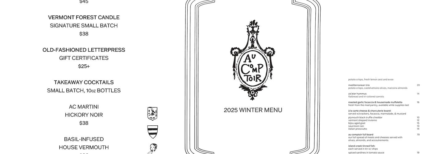 Au Comptoir Menu