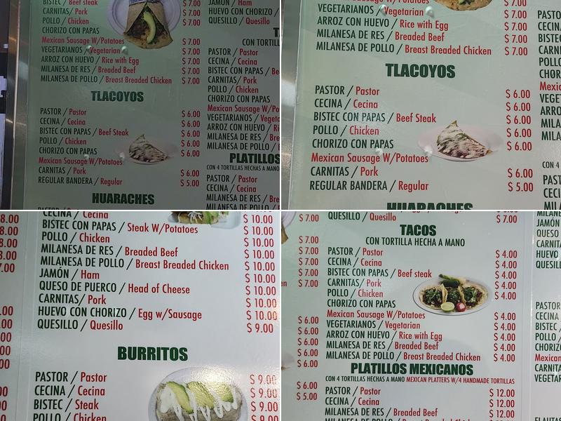 Tia Julia Menu