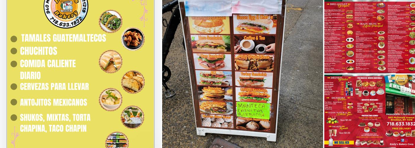 Emily's Bakery Corp. Menu