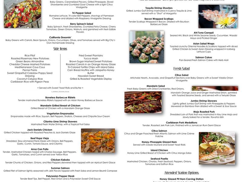Big City Catering Menu