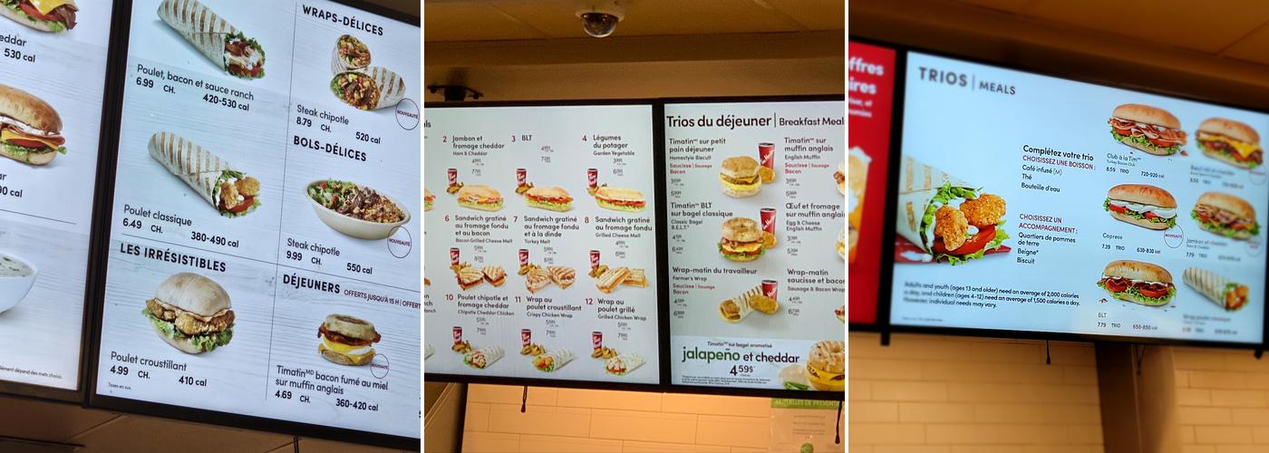 Tim Hortons Menu