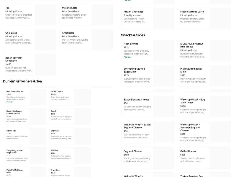 Dunkin' Menu