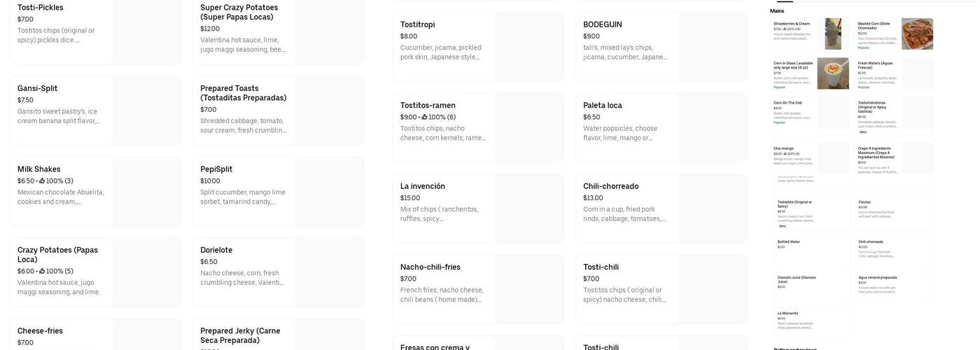 La bodega snacks Menu