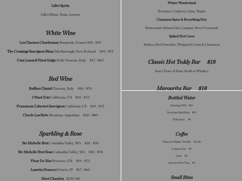 Terrazzo Bryant Park Menu