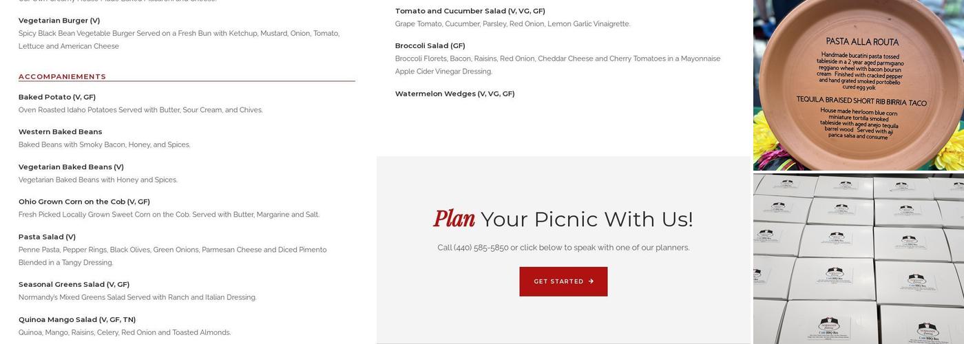 Normandy Catering Menu