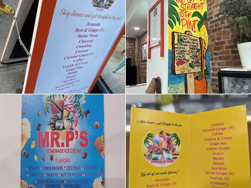 Mr P's Homemade Ice Cream Menu