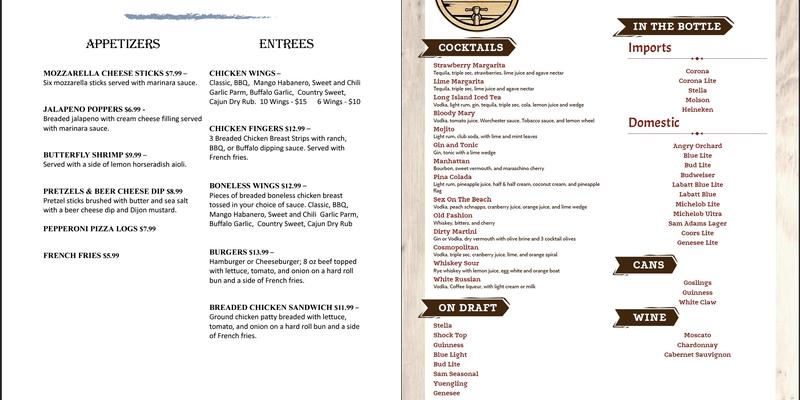 The Oak Barrel Bar & Grill Menu