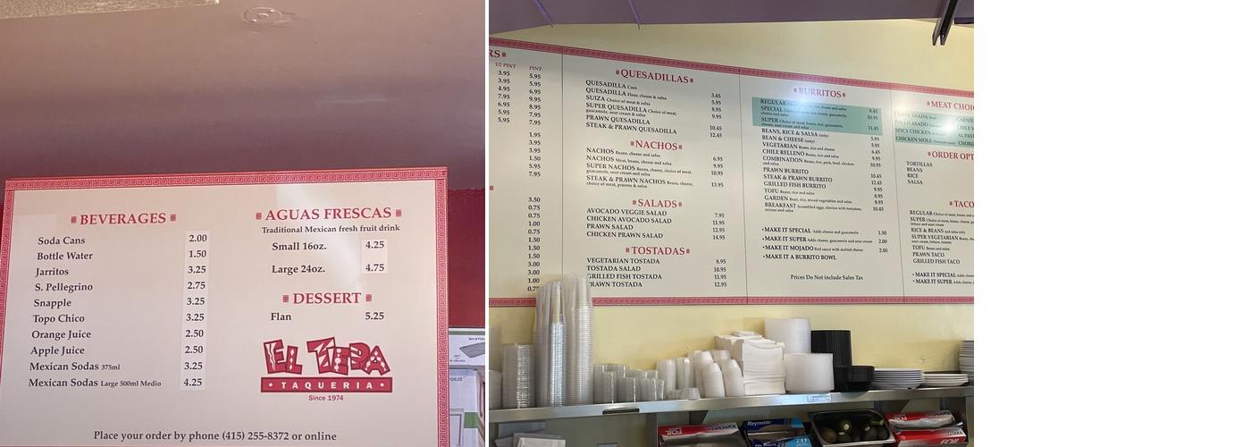 El Tepa Taqueria Menu