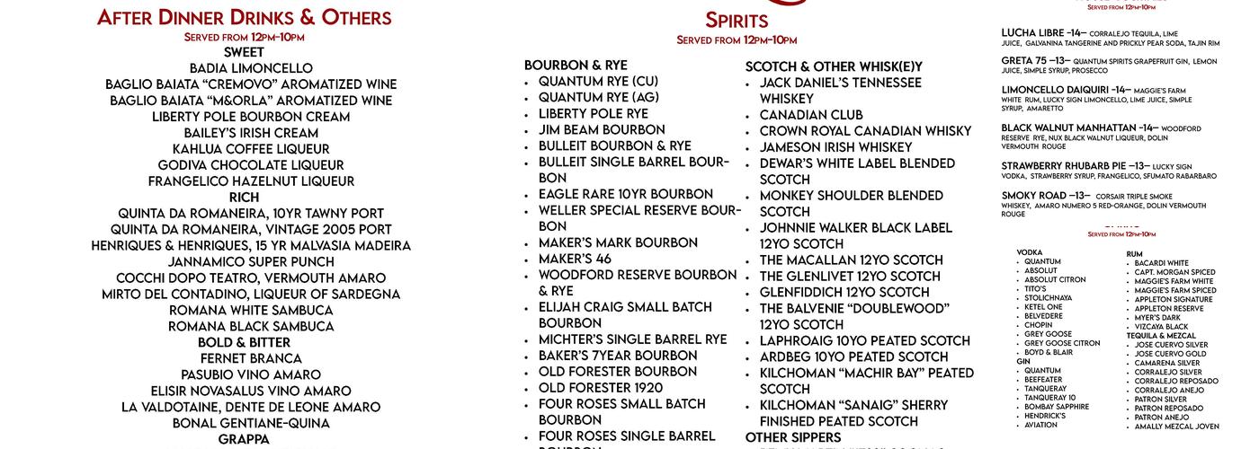 The Bakery & Dessert Bar Menu