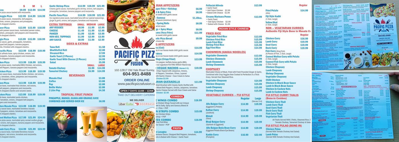 Pacific Pizza & Fusion Menu