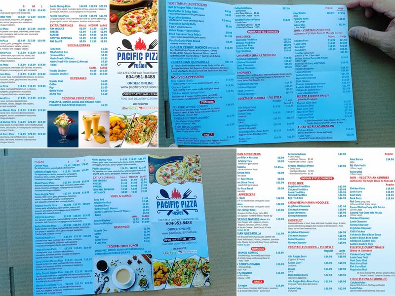 Pacific Pizza & Fusion Menu