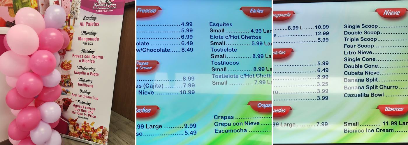 La Michoacana Sabor Latino Menu