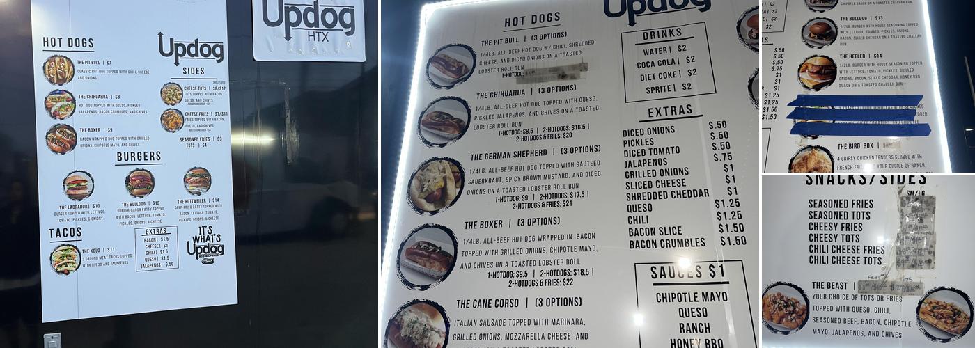 Updog HTX Menu