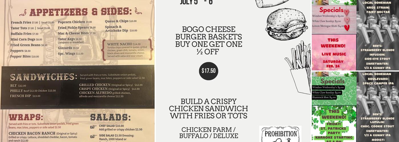 Prohibition Pub Menu