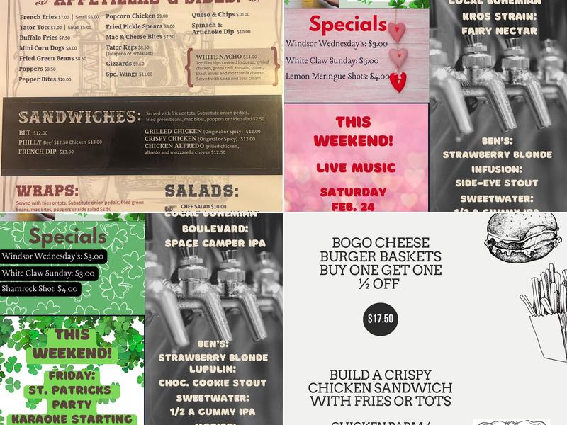 Prohibition Pub Menu