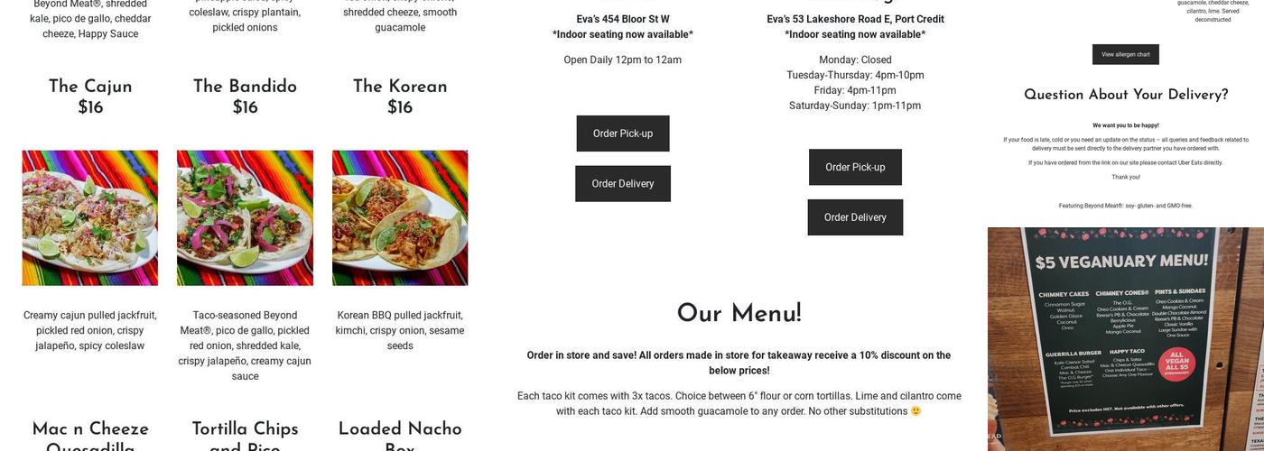 Happy Taco (located inside Eva's Original) Menu