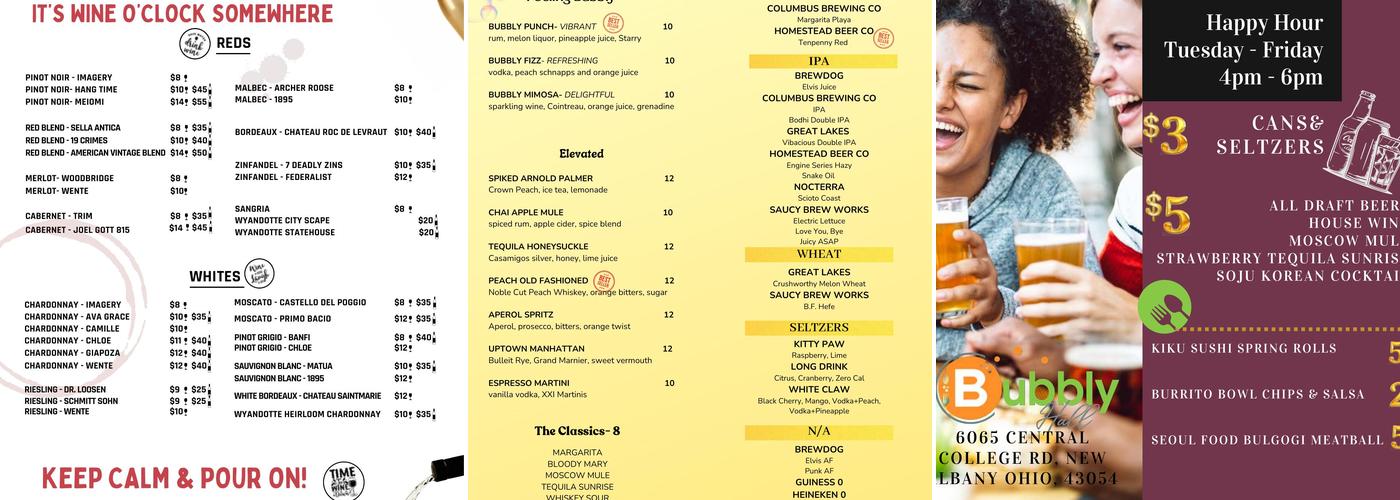 Bubbly Bar Menu