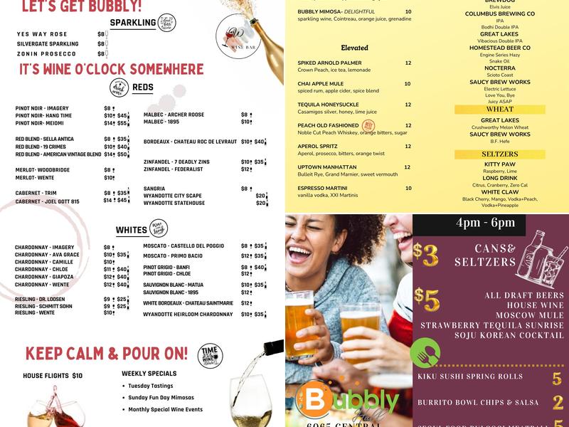 Bubbly Bar Menu