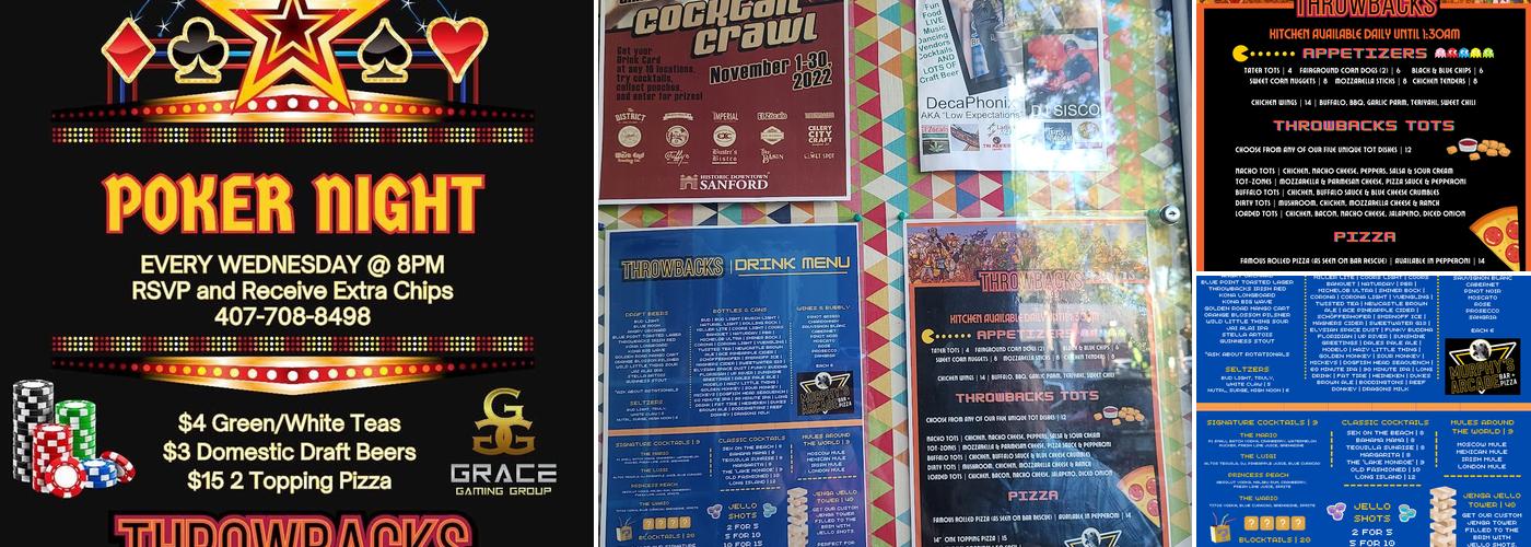 Murphy's Arcade at Throwbacks Menu