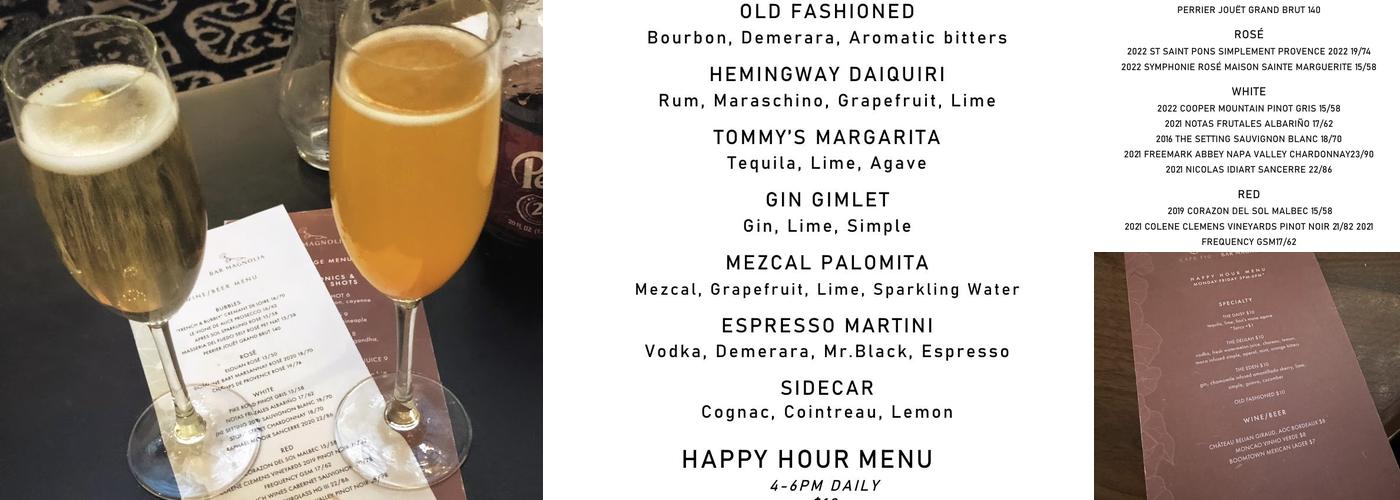 Bar Magnolia Menu