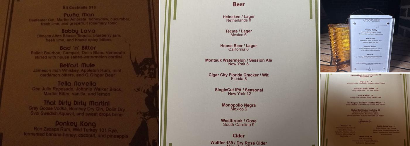 Broken Shaker at Freehand New York Menu