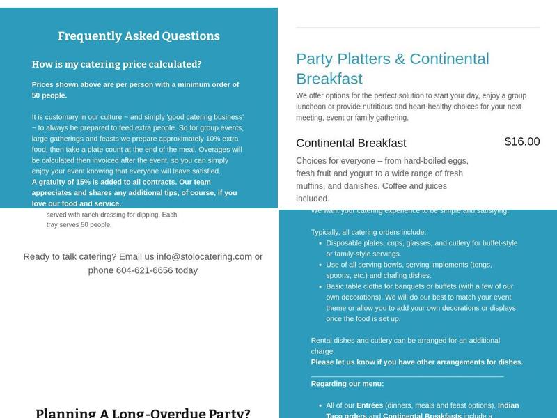 Sto'lo Catering Menu