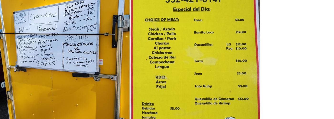Taqueria Ruby Menu