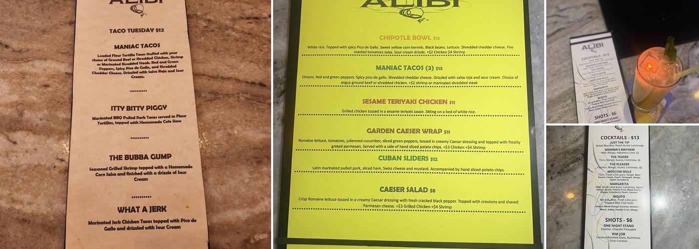 The Alibi Menu