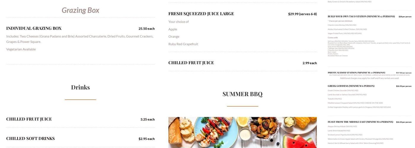 Cleese Catering Menu