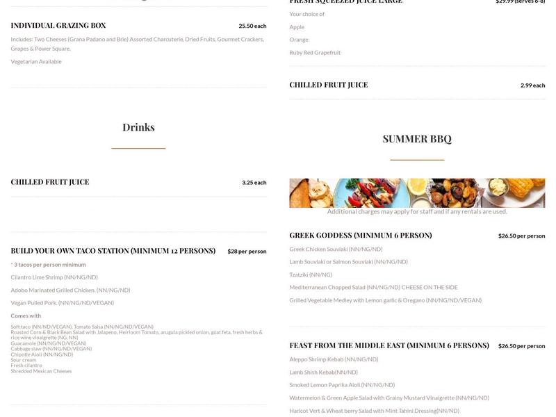 Cleese Catering Menu