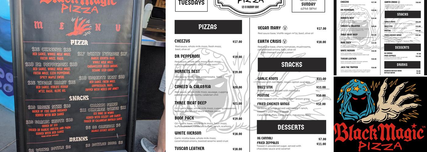 Black Magic Pizza Menu