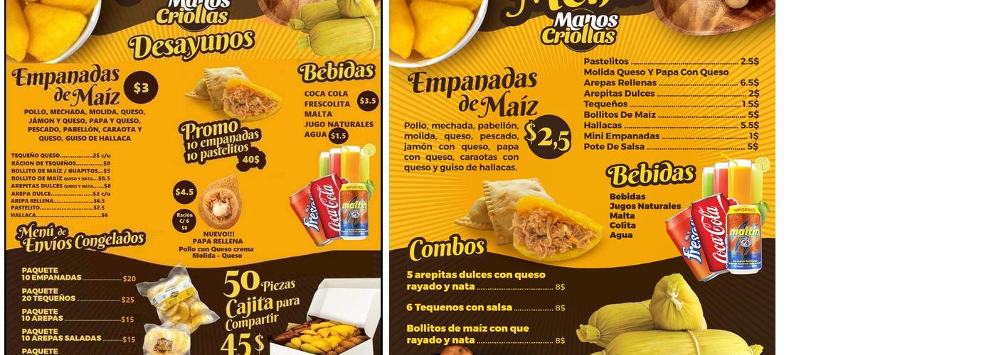 Manos Criollas Menu