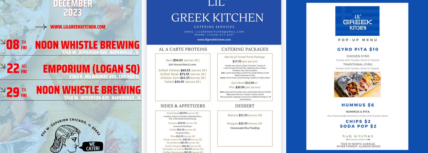 Lil Greek Kitchen Catering Services Menu