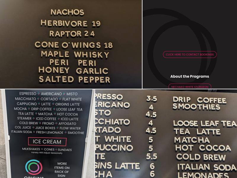 Origins Kitchen Menu