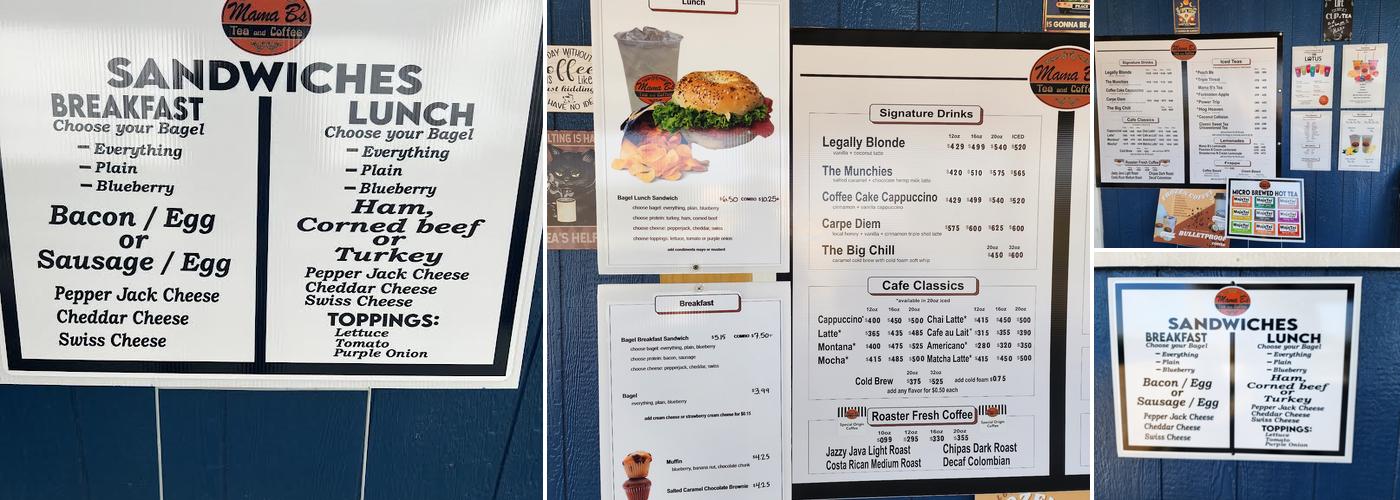 Mama B's Tea and Coffee Menu