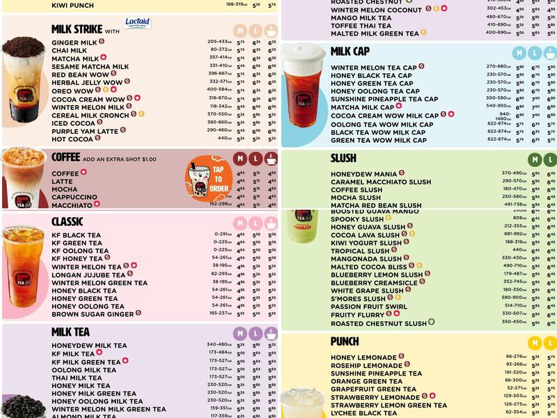 Kung Fu Tea Menu