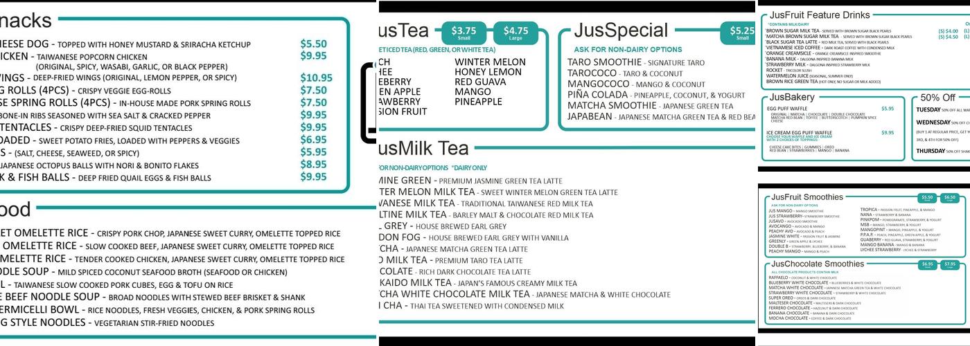 JusFruit Parkdale Menu