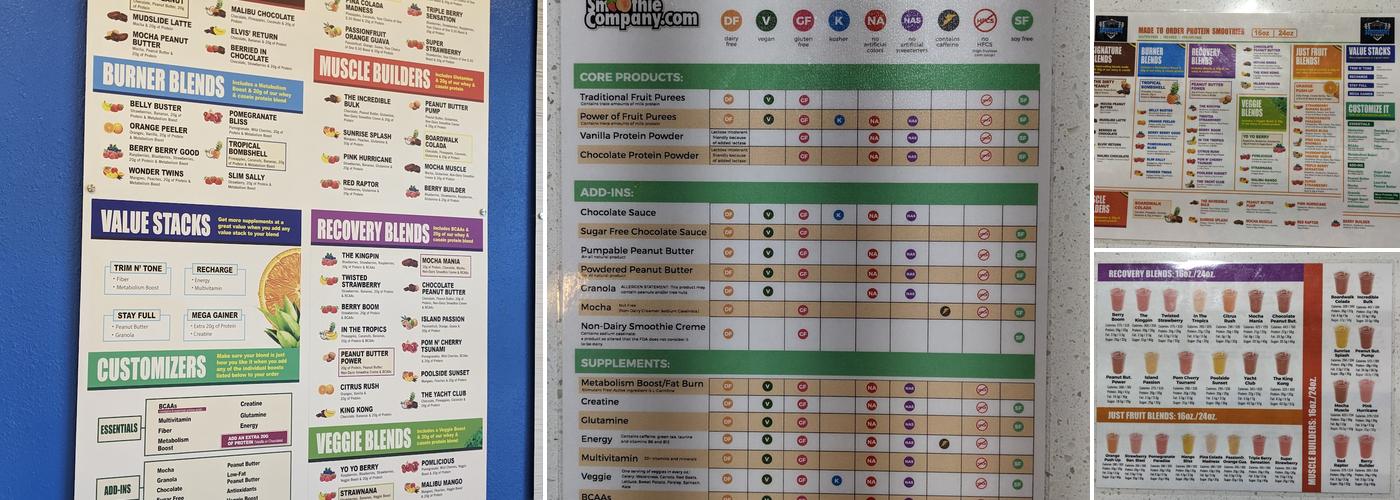 Paradise Smoothies Menu