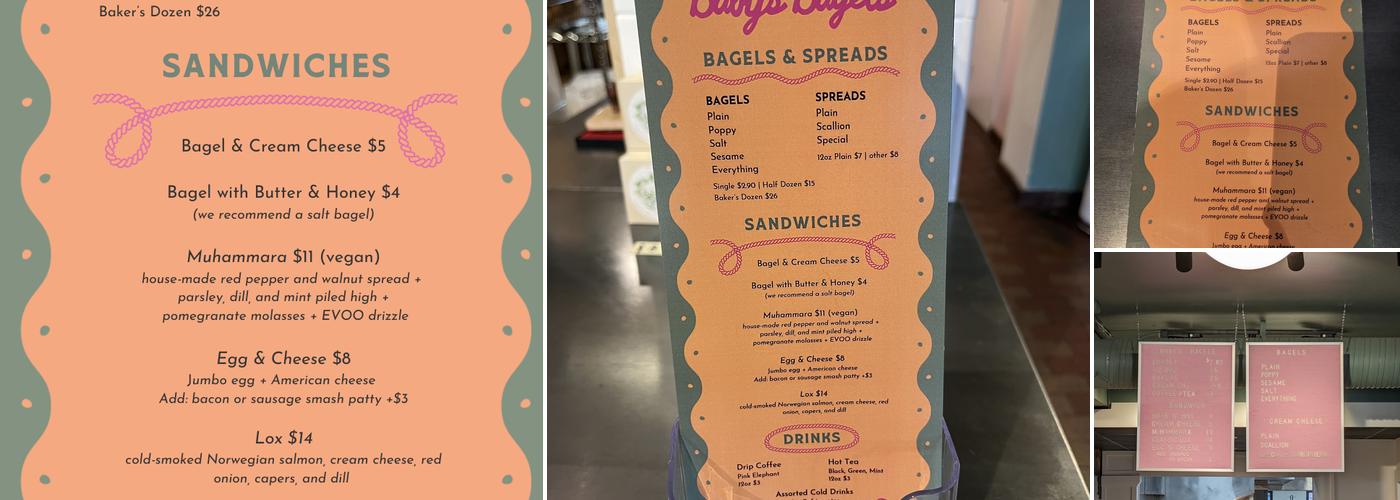 Baby’s Bagels Menu
