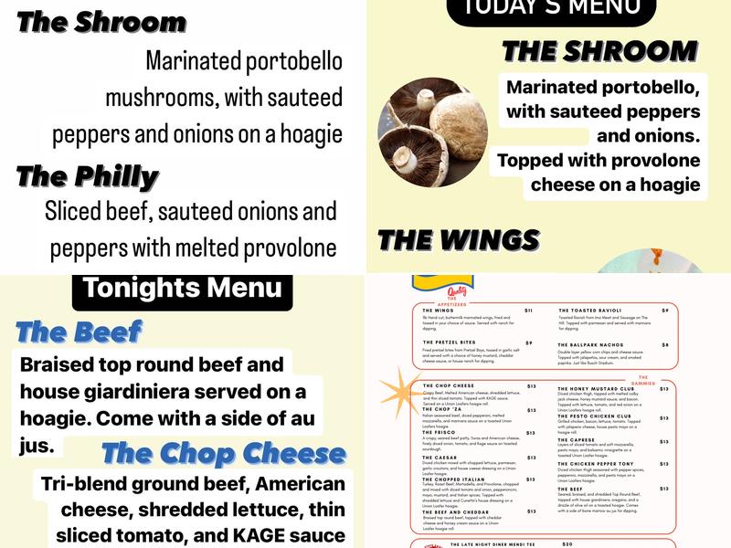 Central State Sandwiches Menu