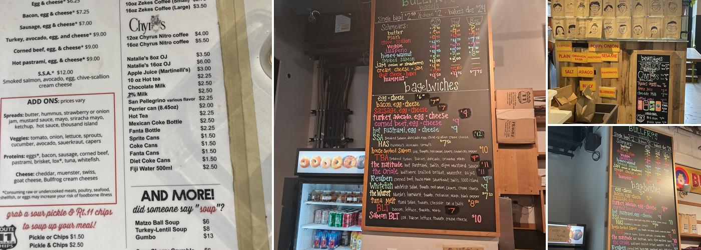 Bullfrog Bagels Menu