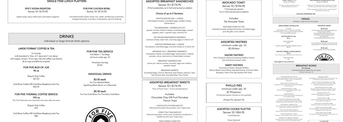 For Five Coffee @ 80M Menu