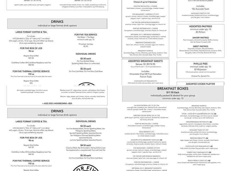 For Five Coffee @ 80M Menu