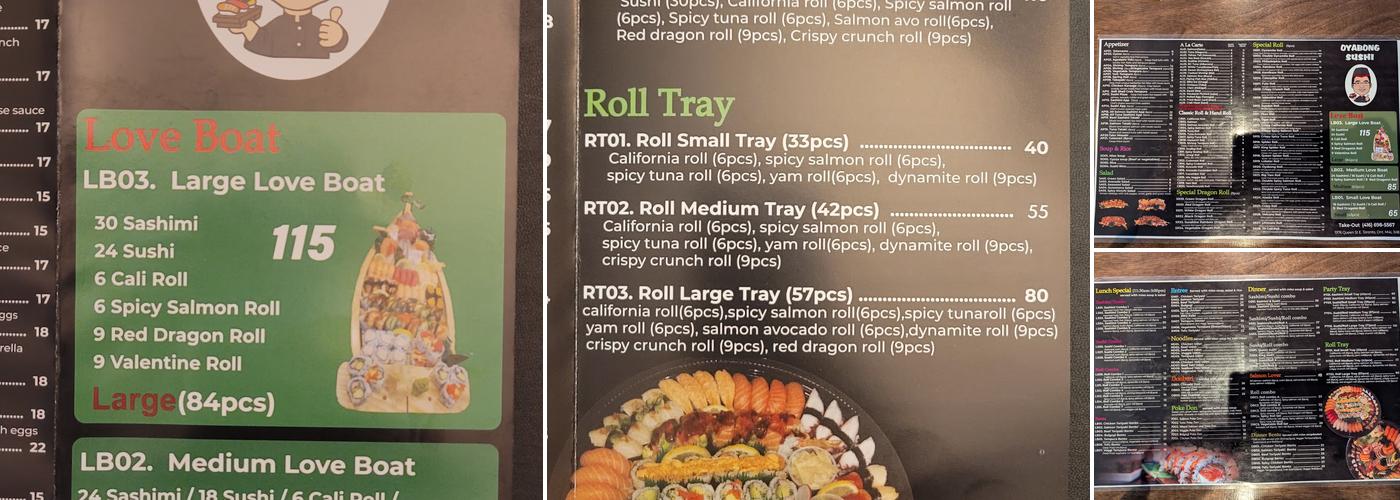 Oyabong Sushi Menu