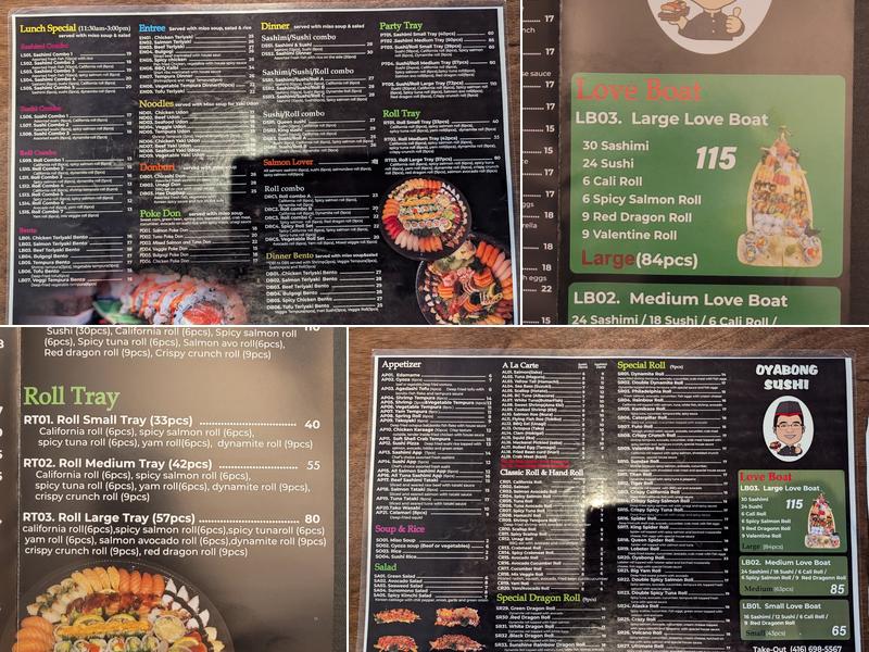 Oyabong Sushi Menu